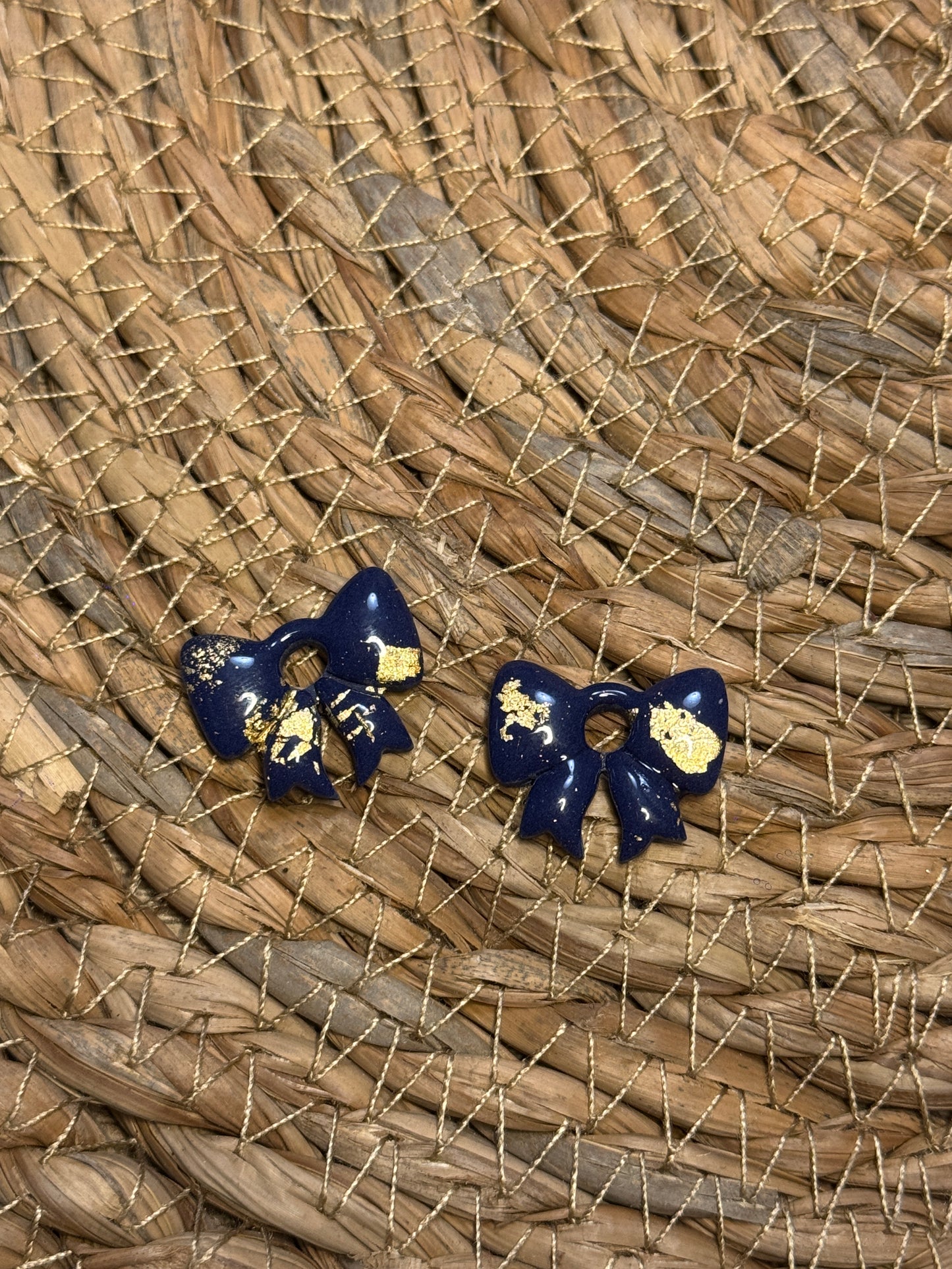 Pampilles nœuds bleu et or