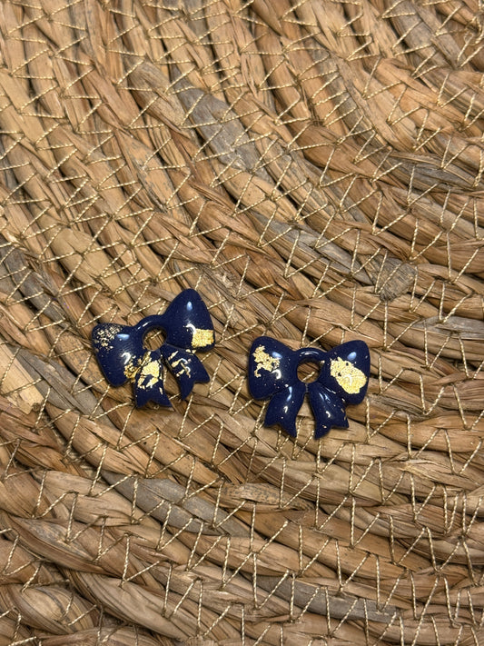 Pampilles nœuds bleu et or