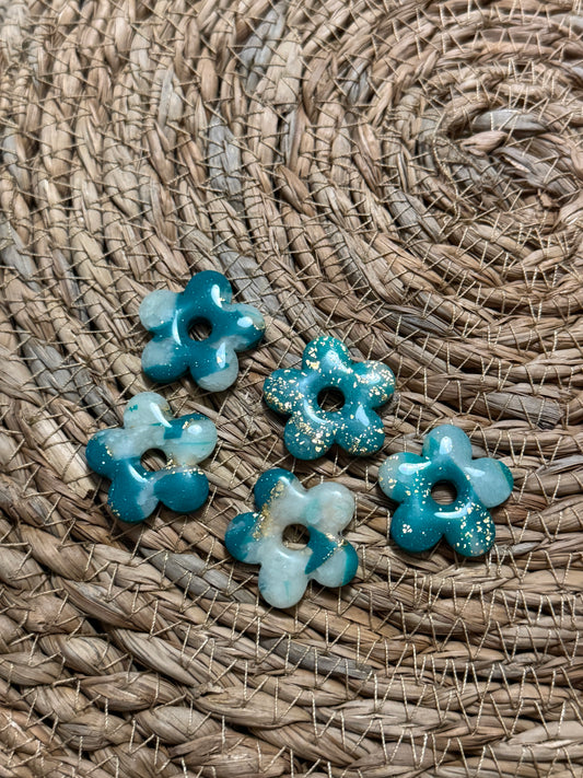 Pampilles grosses fleurs vertes